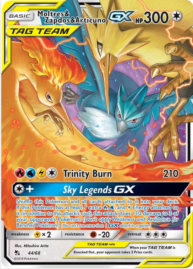 16e80123c5492f6e99070de8a4cd2862.png Moltres & Zapdos & Articuno GX #44/68 - Bilde 1