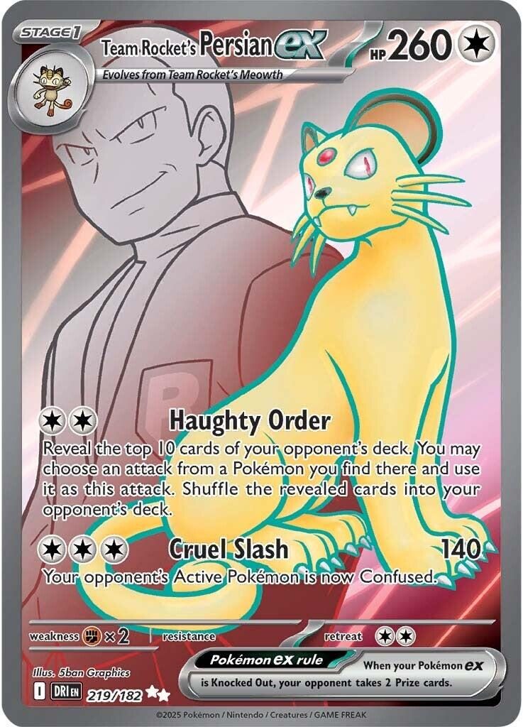 47caabb87aef93308cf615800e71809b.jpg Team Rocket's Persian EX #219/182 - Bilde 1