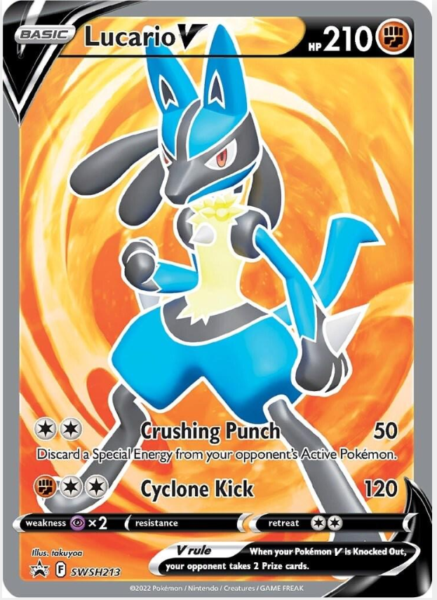 ce7f3f8890cef2a74e5108b49f44d68c.png Lucario V #SWSH213 Promo - Bilde 1