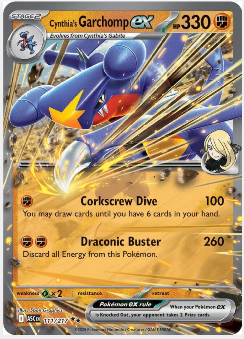 f7de3ebd4e52f46fcb15f7cf293f95d7.png Cynthia's Garchomp ex 111/217 - Bilde 1